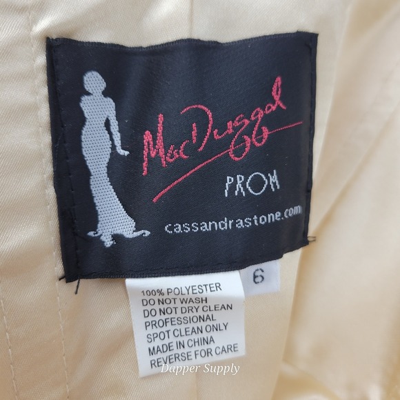 Mac Duggal Ivory/Nude Mermaid Beaded Dress Sz 6 White Floral W/ Train - Picture 13 of 16